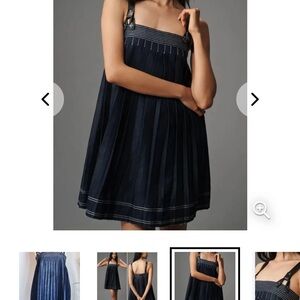 Anthropologie Pilcro Denim Pleated Mini Dress Raw Hem Small
